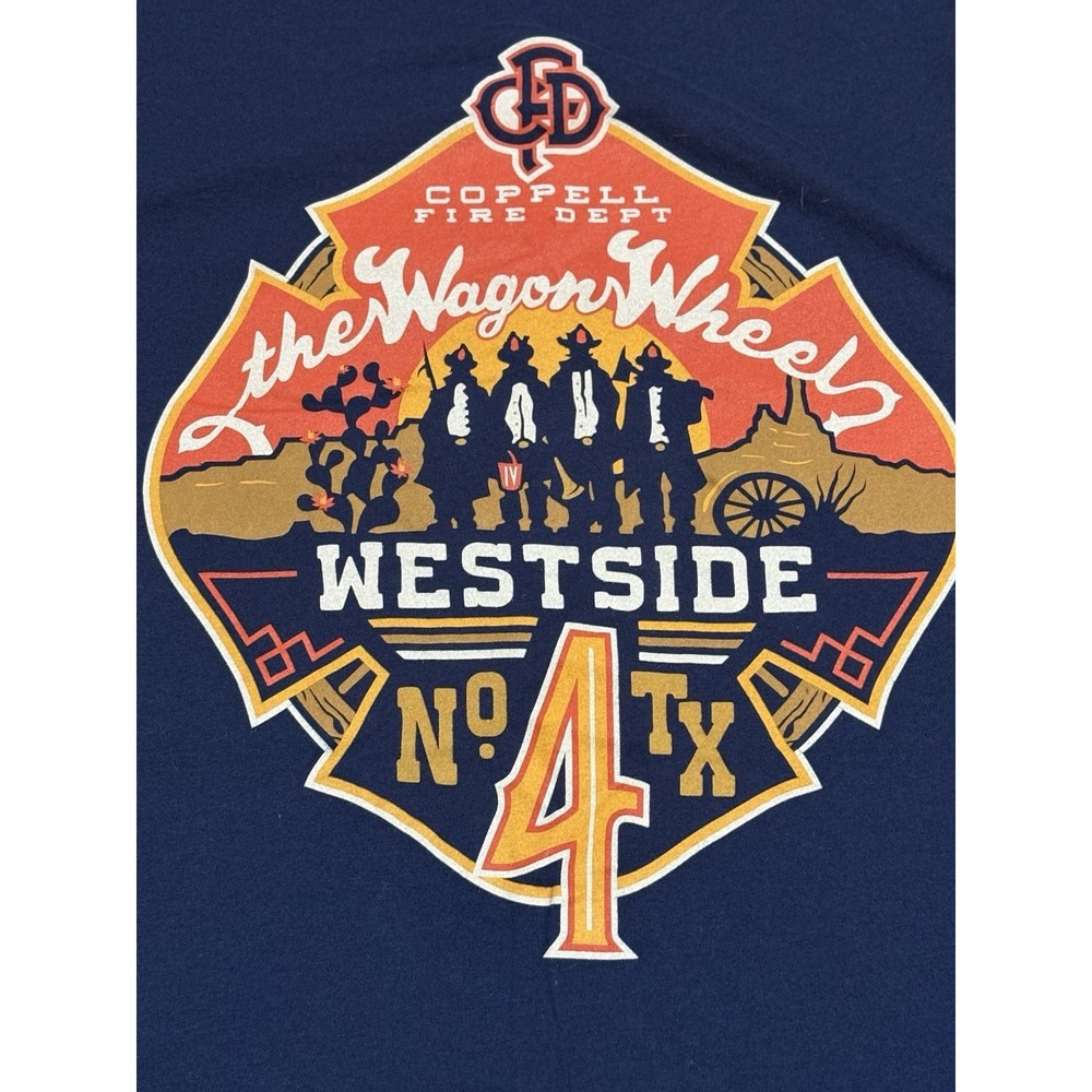 Coppell No 4 Texas Fire Dept. West T-Shirt, Navy , Front/Back Graphic Large Men - Picture 6 of 6